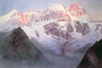 Monte Rosa bij zonsopgang van boven Alagna door Alfred Gibson William